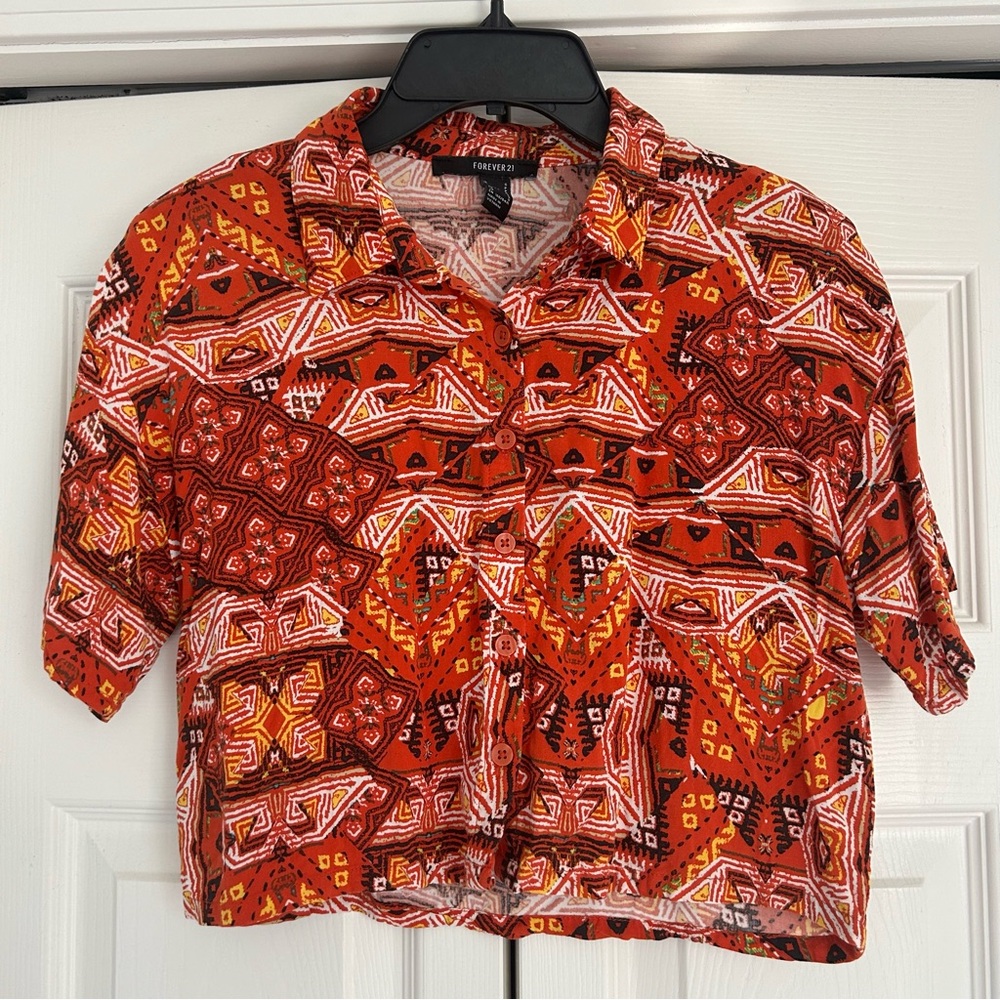 Cropped Funky Button Down